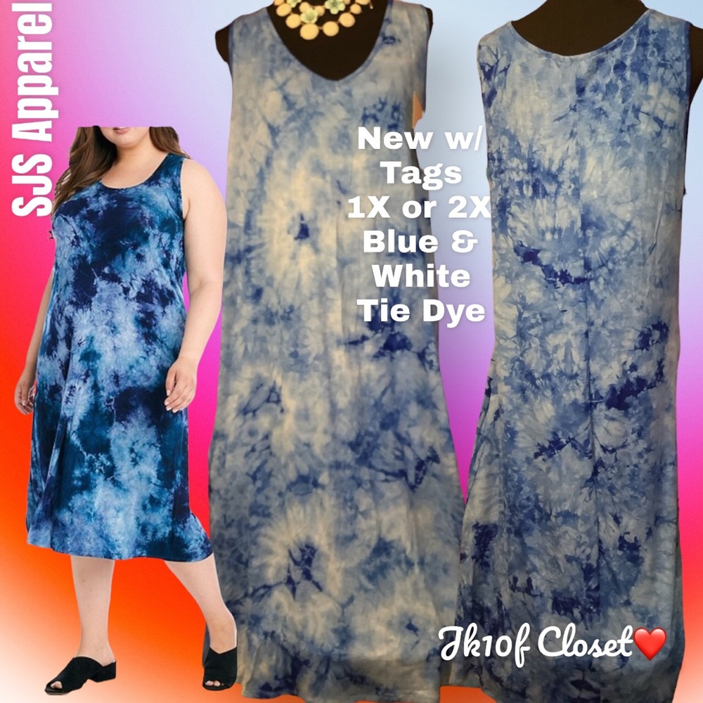 LOWEST🌺NWT SJS 1X SUNBURST TIE DYE SOFT T-SHIRT DRESS